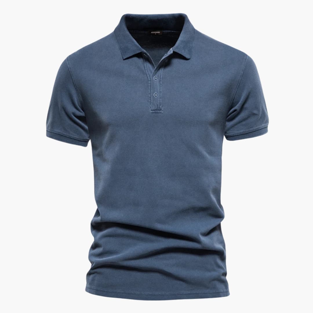 Men's Polo Shirt with Button Placket and Tapered Fit