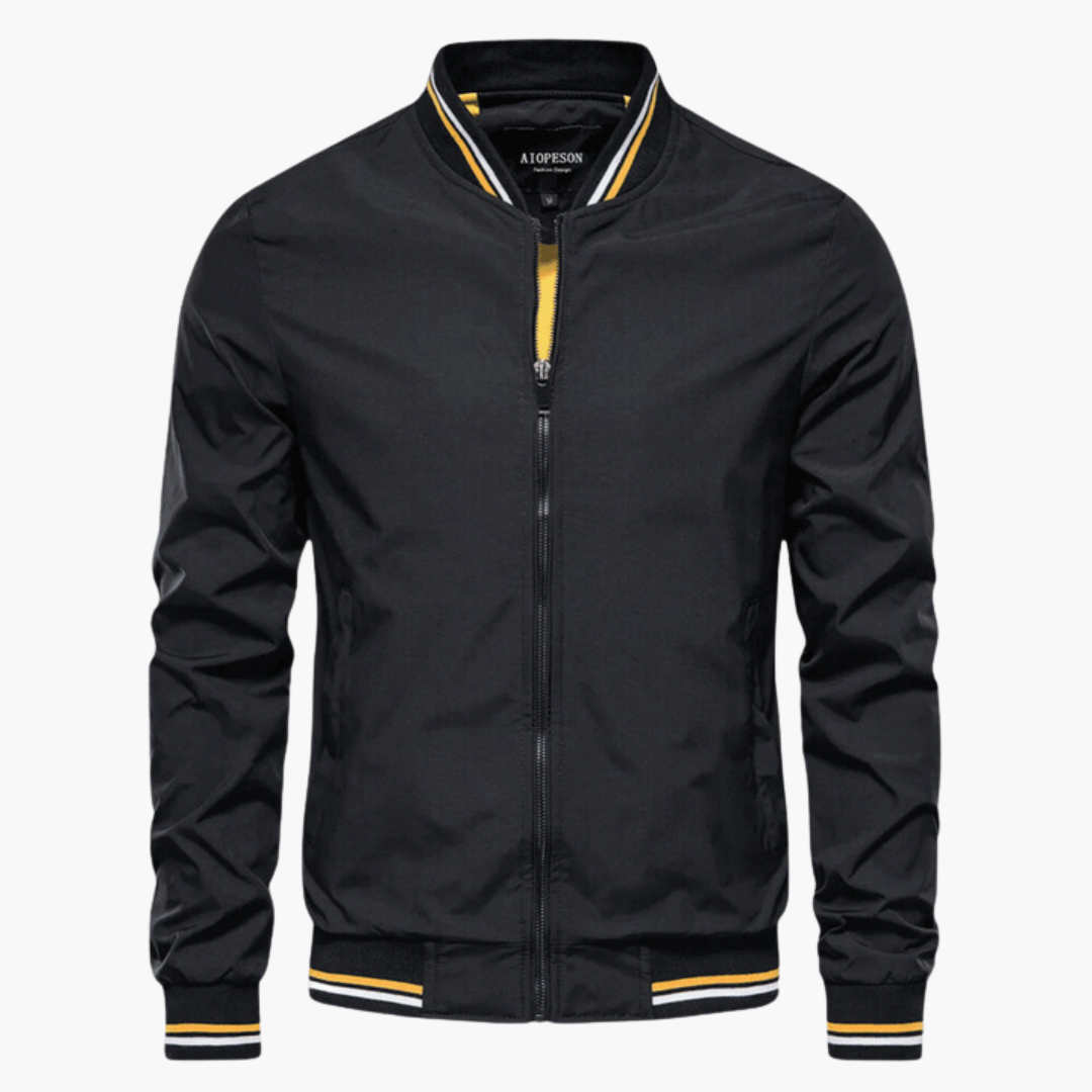 Men’s Zip-Up Bomber Jacket With Ribbed Trim And Front Pockets