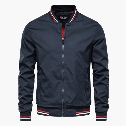Men’s Zip-Up Bomber Jacket With Ribbed Trim And Front Pockets