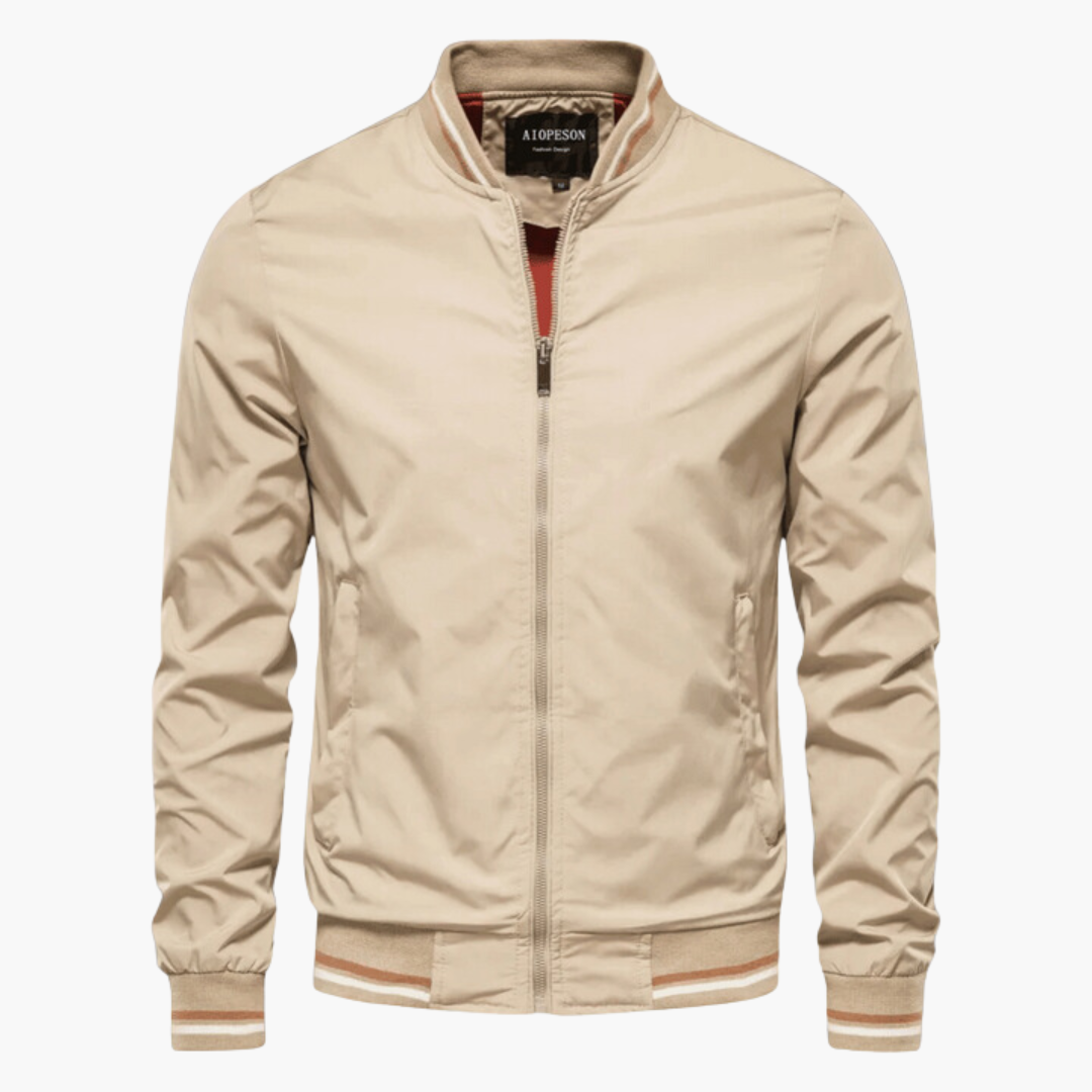 Men’s Zip-Up Bomber Jacket With Ribbed Trim And Front Pockets