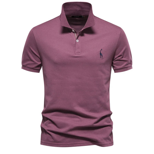 Men's Short-Sleeve Polo Shirt with Chest Logo and Button Placket